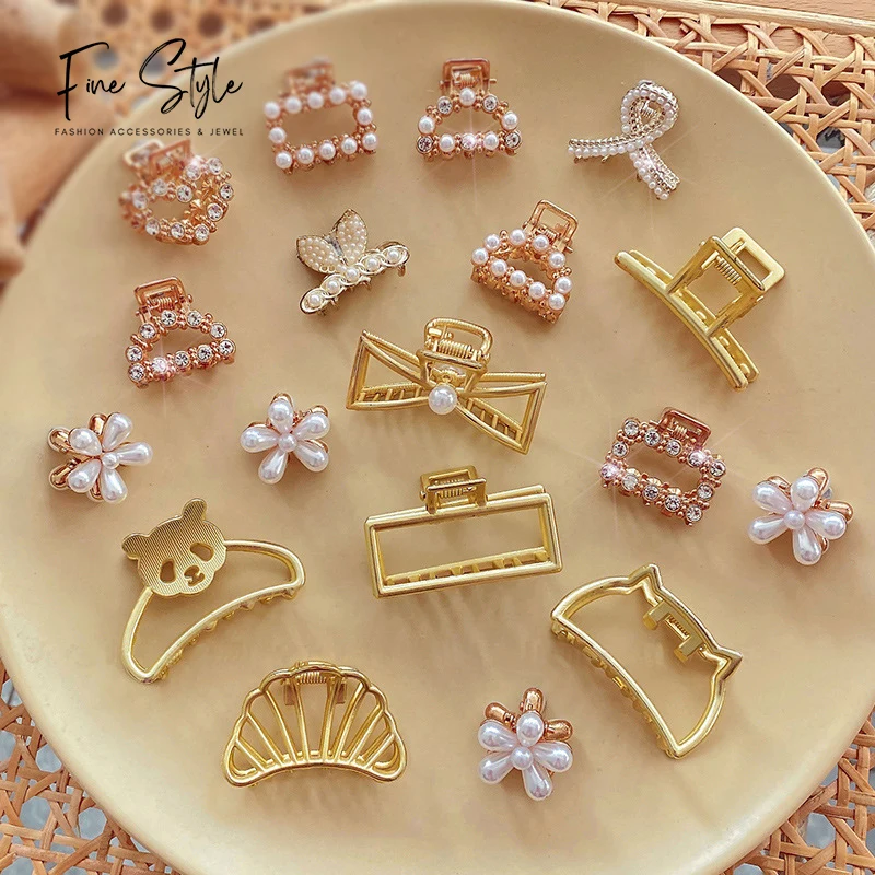 geometric metallic black large claw clips for metal hair with bright