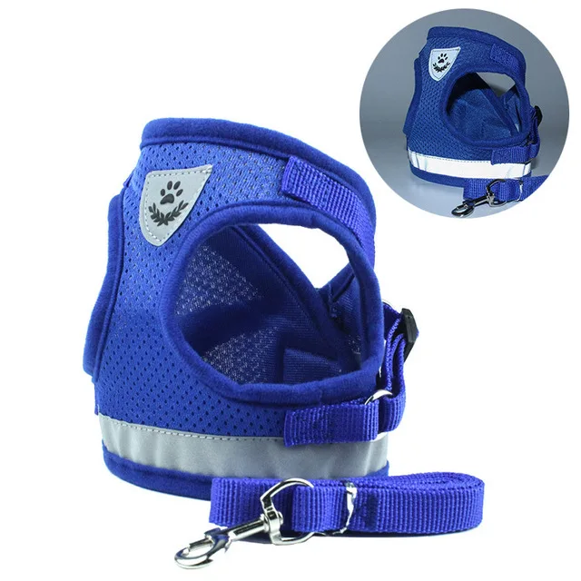 Adjustable Soft Breathable Dog Harness Nylon Mesh Vest Harness for Dogs Puppy Collar Cat Pet Dog Chest Strap Leash