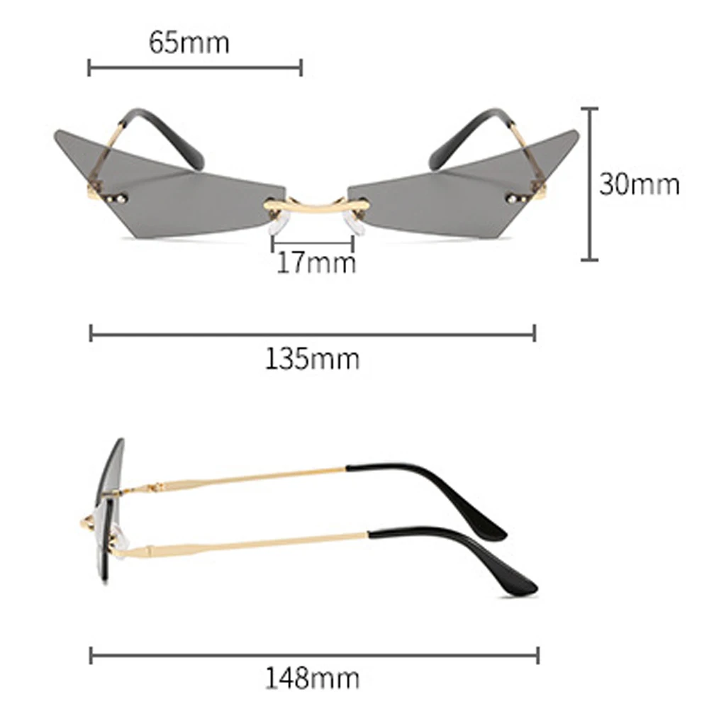 Sunglasses sun glasses rimless designer promotion Popular square nen Fashion Metal women Sunglasses