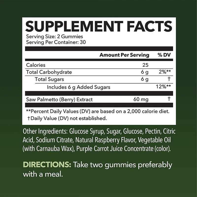 Пила Palmetto Gummy дополнение для роста волос DHT Blocker Vegan поддерживает здоровые волосы