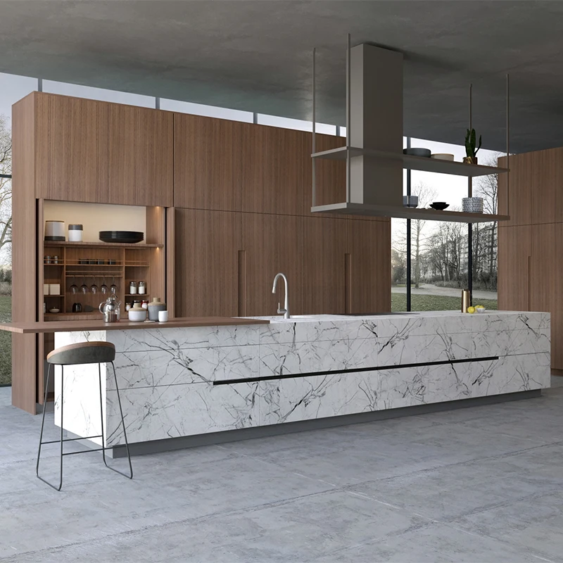 George New Custom Diy Modular Kitchen Modern Design Solid Wood Stainless Steel Kitchen Cabinets