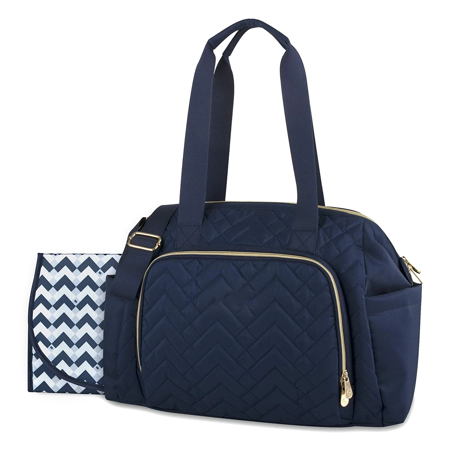 FREE SAMPLE Quilted Diaper Bag Tote Convertible Cross body with Adjustable Strap Insulated Bottle Pocket Changing Pad