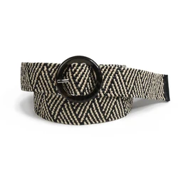 Custom Raffia belt manufacturing companies Straw buckle belt supplier women belt for ladies