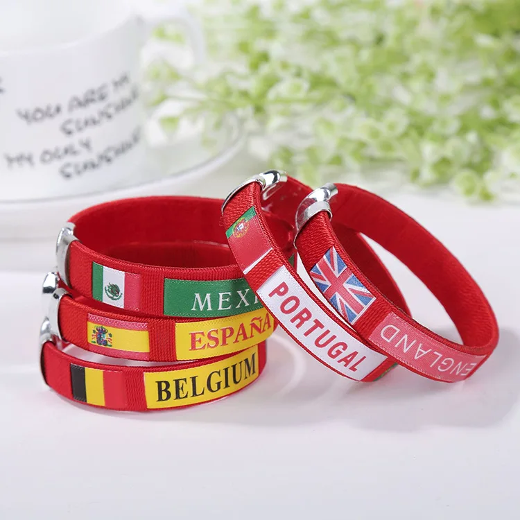 Manufacturer World Countries Flag Bangle Promotional Sports Team Fans Gift PVC Arm Band Armband Bracelets Elastic Wristband