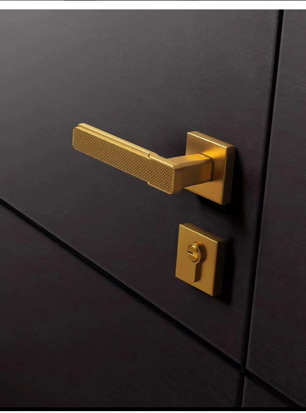 Modern Crank Zamak Door Handle Fit Hand Line Plated Black Door Lock Wooden Level handle