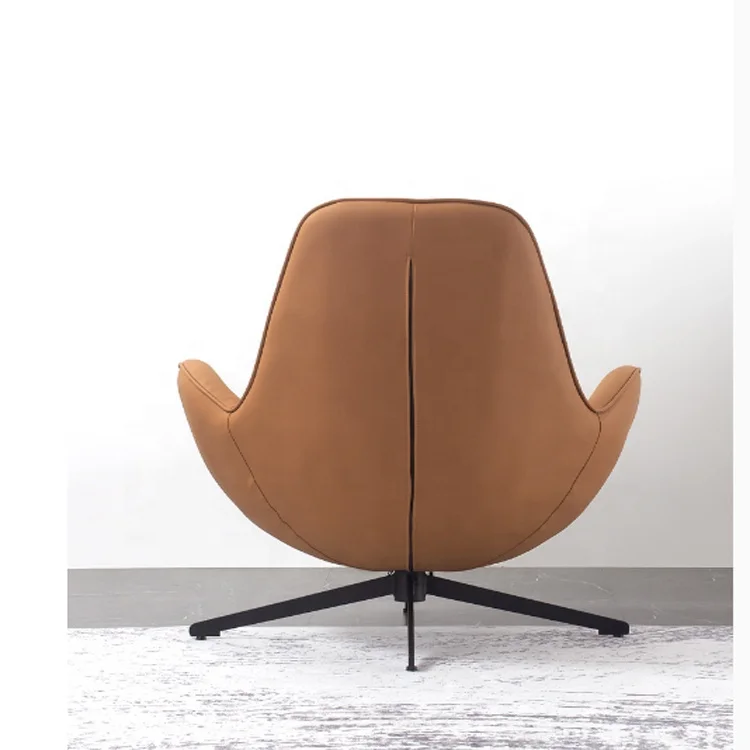Northern Europe living room furniture swivel leather egg shell chair with cushion