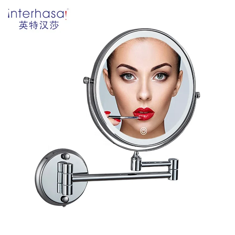 Rechargeable Wall Mount Light Makeup Vanity Bathroom Mirror 8 Inch Double Sid X 10 Magnifying Rotation Shaving Light up Mirror