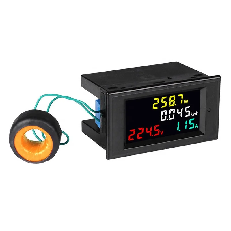 AC Power Meter AC40-300V 100A Voltage Current Color LCD Display Panel Digital Voltmeter Ammeter Watt Active Power Energy Monitor
