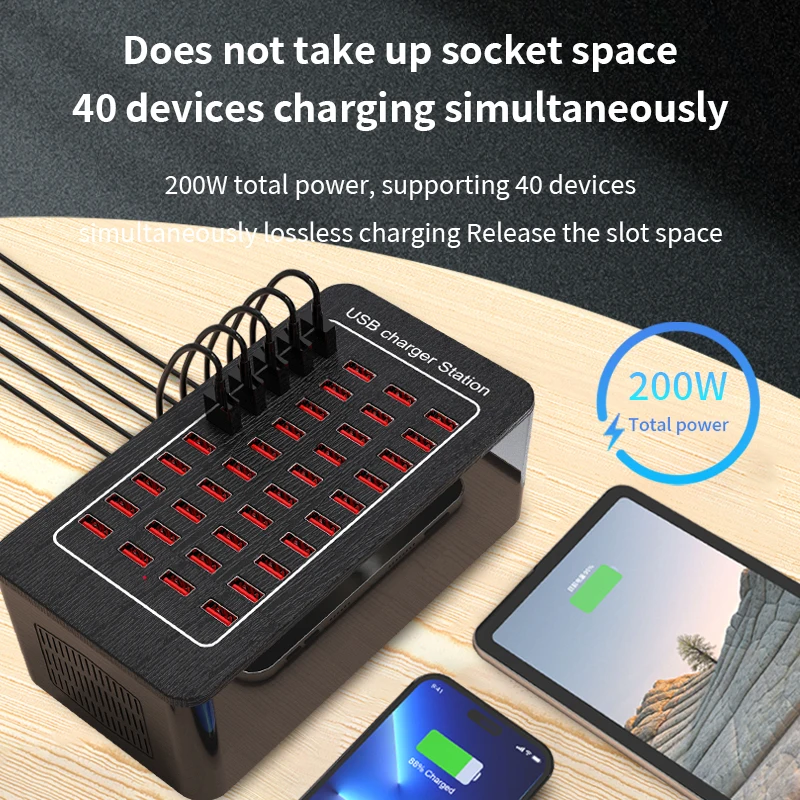 Универсальный 40 портов 200 Вт Usb-концентратор с быстрой зарядкой 3 0 станция многофункциональное зарядное устройство адаптер питания Usb зарядный порт