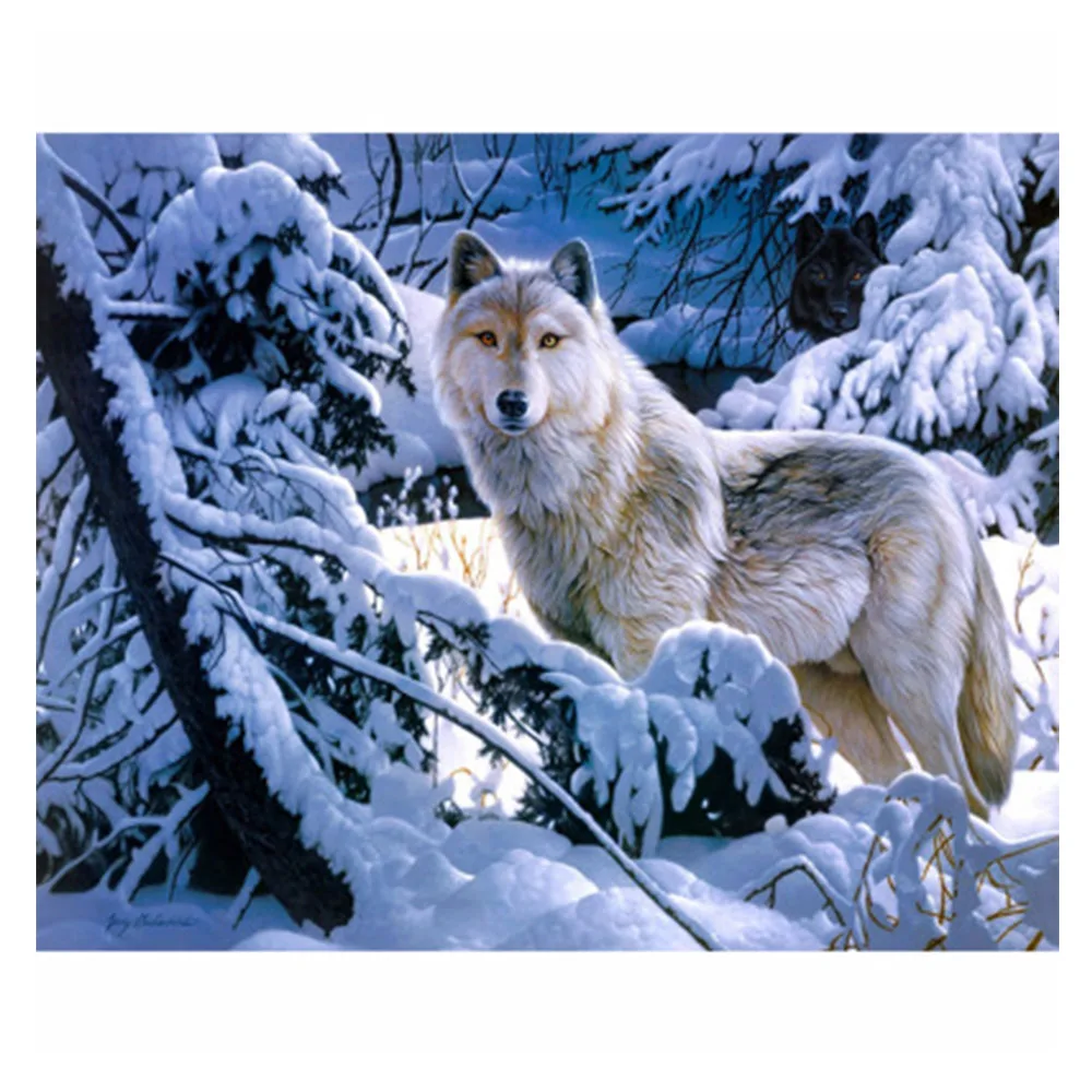 Зимние пакет ВОЛКА ЖИВОТНЫХ круглые или квадратные сверла Набор для вышивания, украшение для дома, подарок DIY Полная алмазная живопись