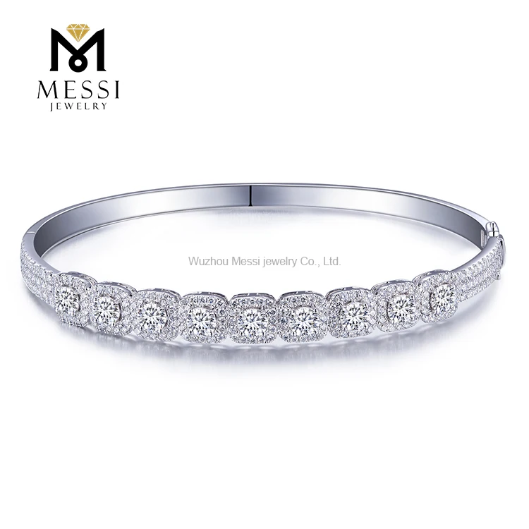 Высококачественный лабораторный бриллиант 4 мм def moissanite 18k, Натуральное белое золото, женский подарок, ювелирные изделия, браслет