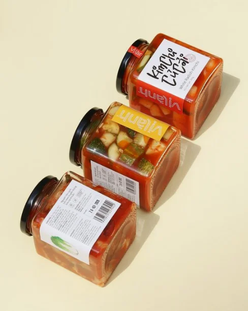 Four edged glass jar transparent thickened household Pickled vegetables jar head bottle square storage jar