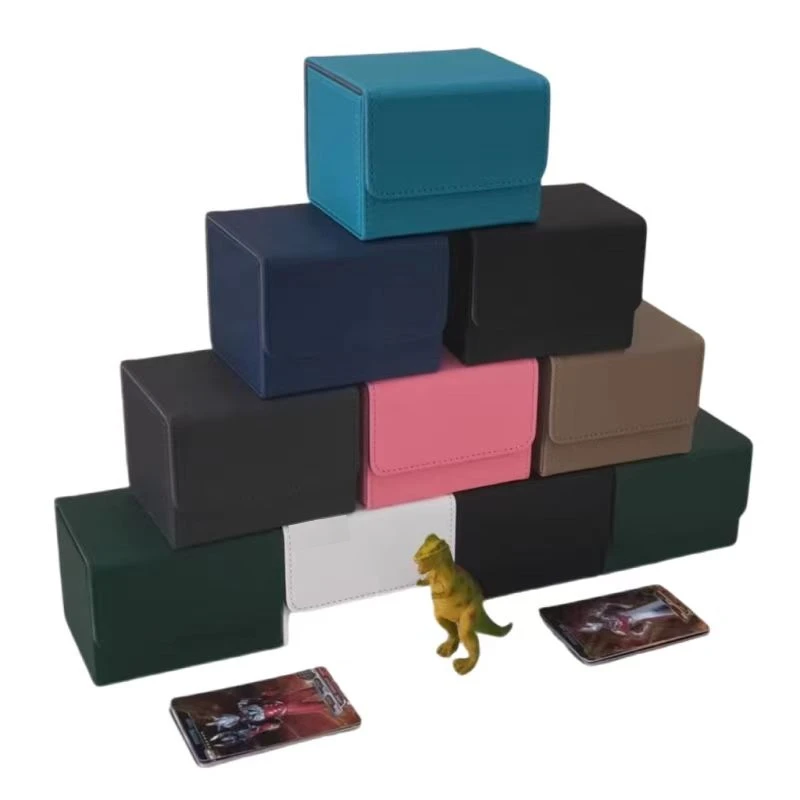 Multifunction Perfect Size Magnetic Protective Holder Matt Texture Sturdy PU Leather Card Deck Case for Collectable Sport C