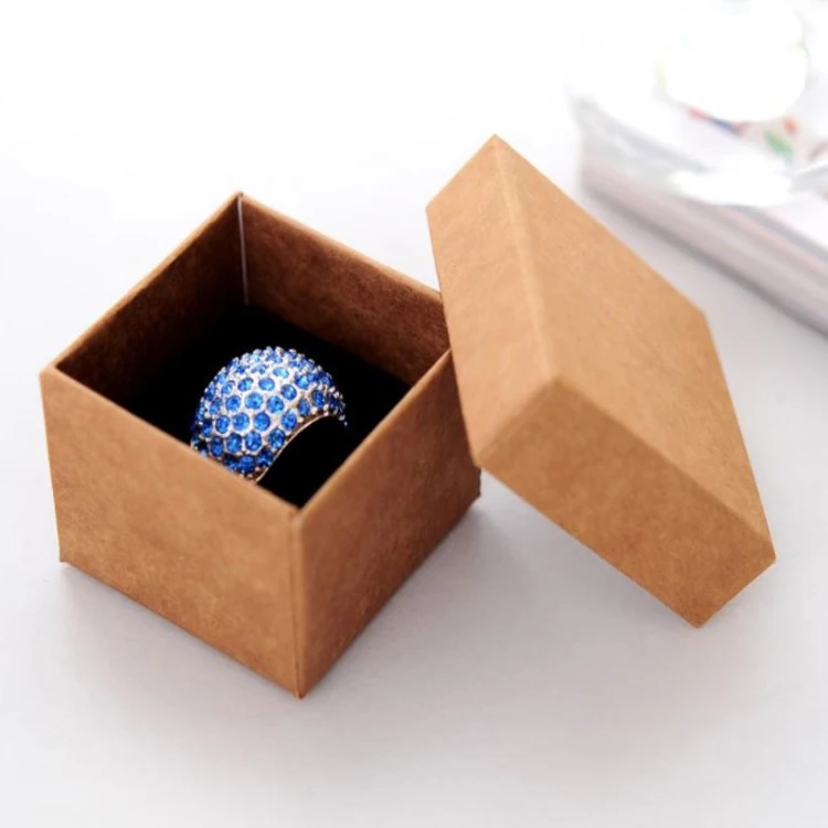 Fashion Classic American Kraft paper Ring Packing Box High Quality 800g Cardboard Earrings Muji Jewlery Packaging Box