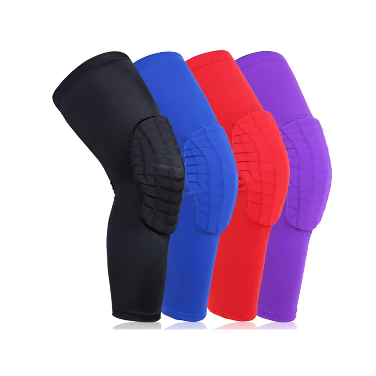 Customize your logo high elasticity breathable soft basketball knee sleeves anti-slip honeycomb knee support pads
