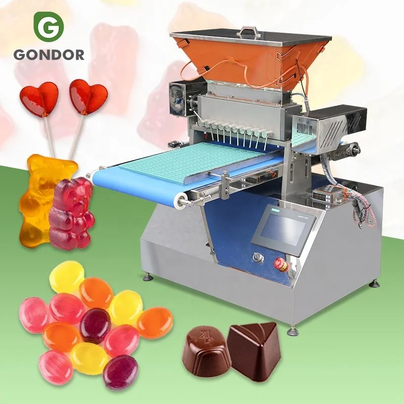 Fully Automatic Commercial Lollipop Gummy Jelly Candy Manual Deposit Make Sweet Pouring Machine Price
