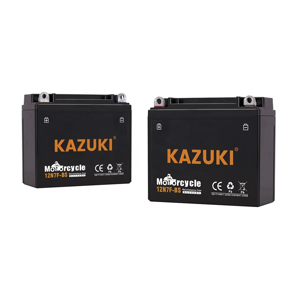 KAZUKI Best Quality 12N7F-BS Battery12V 7AH Sealed Maintenance Motorcycle Battery for Common Motorcycle Battery