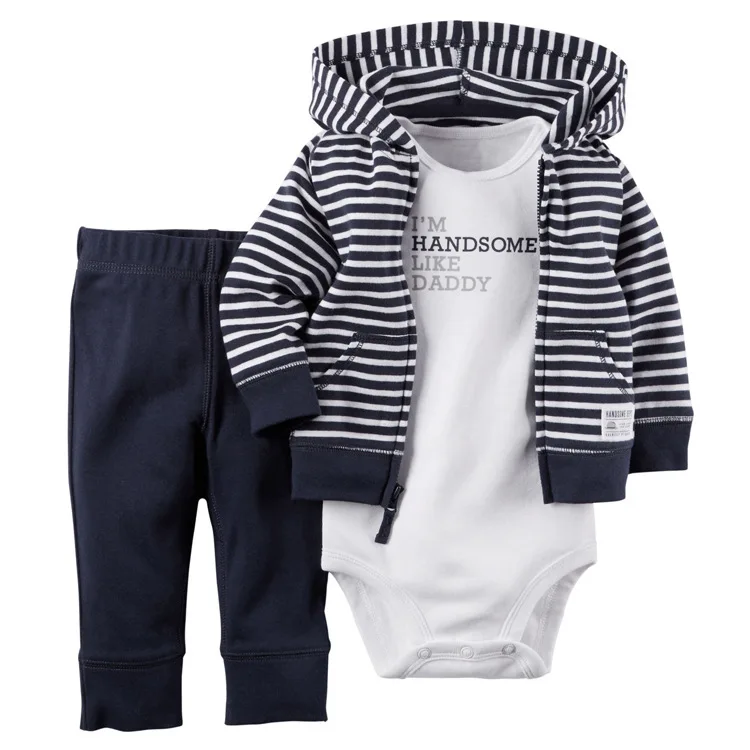 
Baby Clothing Set Boys Romper Long Pants Hoodie 3Pieces Suit Infant Outfits 