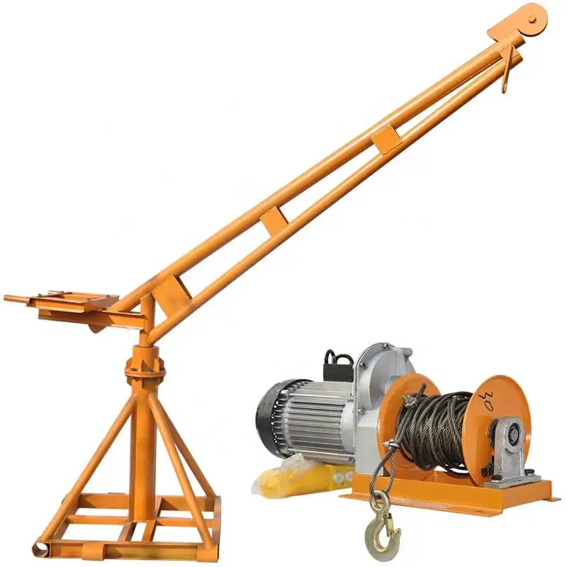360 degrees rotate 200kg 400kg 500kg 1000kg 2000kg  outdoor use mini engine crane construction lift crane