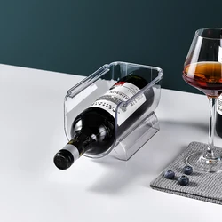 Modern Stackable Clear Plastic Wine Bottle Holder Stand for Kitchen Countertops Pantry Fridge
