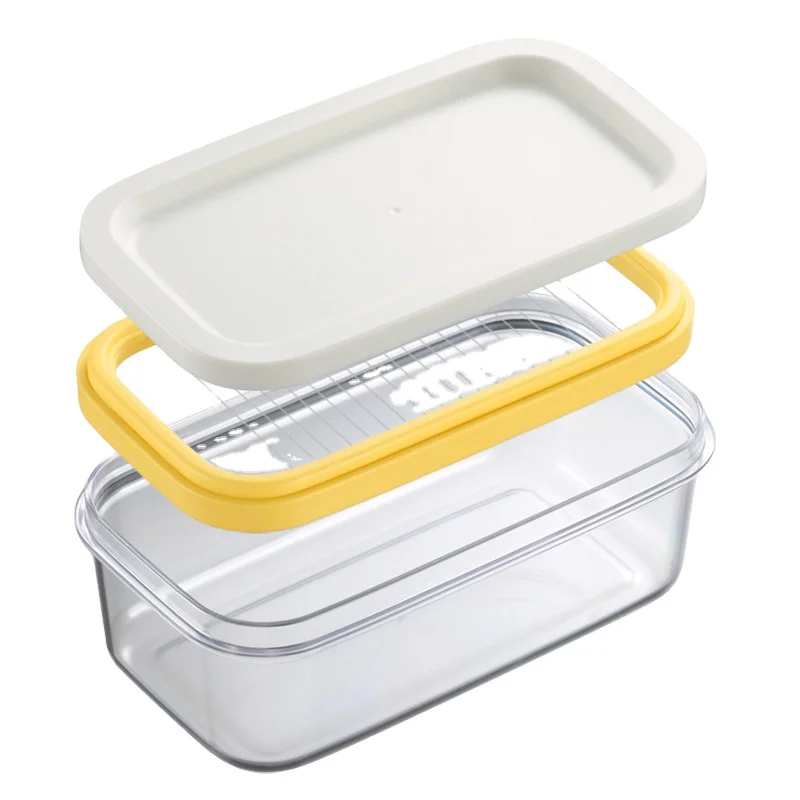 Hot Selling Kitchen Sealed Rectangular Glass Butter Slicer Storage Box Baking Tool Cheese And Butter Cutting Crisper