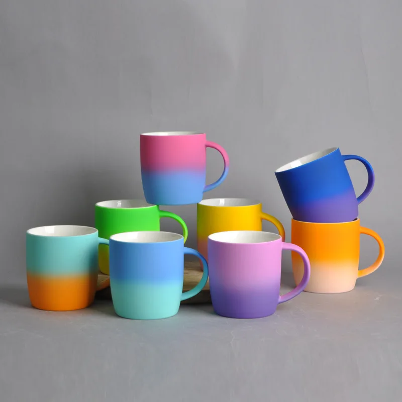 GZYSL Factory customized Souvenirs giveway 12oz ceramic travel mug New Bone China Soft Touch Porcelain Mug Low temperature decal