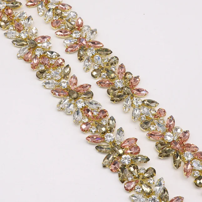 Hot Sale Crystal Trimming Colorful Rhinestone Chain For Clothes