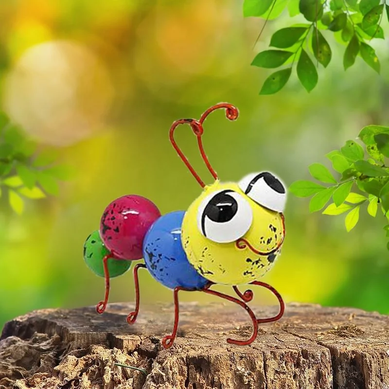 Outdoor Indoor Metal Crafts Home Garden Hook Up Cartoon Insects For Bedroom Living Room Wall Decor