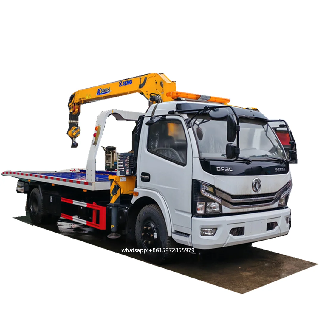 light duty DFAC multi-purpose road wrecker mounted 3.2 ton crane rescue vehicle