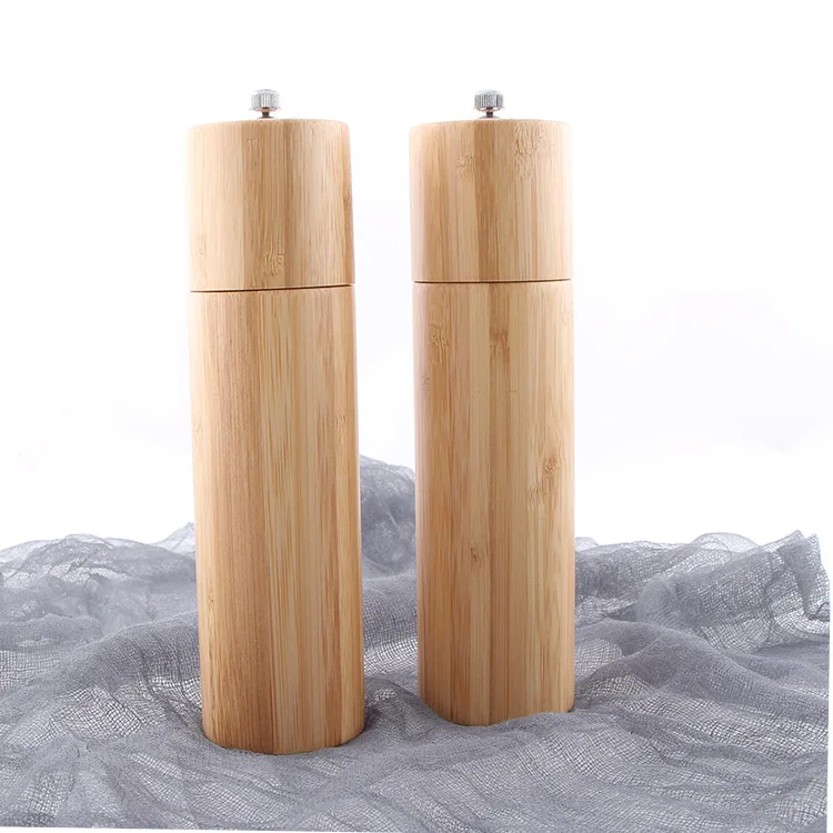 Bamboo Wooden Salt and Pepper Mill and Ceramic Grinder with Adjustable Coarseness, Refillable Pepper Grinders Gift Set