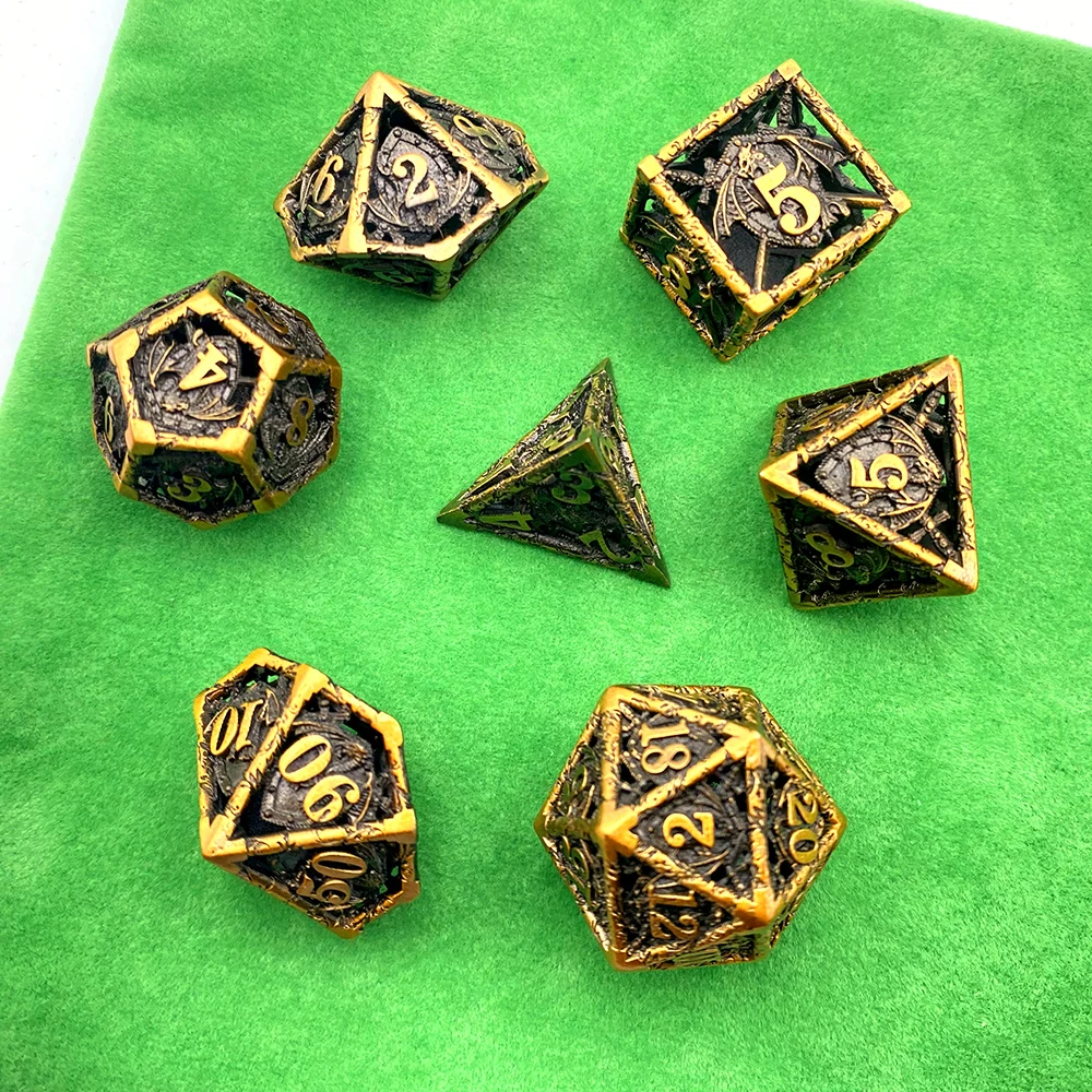 New metal hollow dice flashing dice D4 D6 D8 D10 D10% D12 D20 RPG DND dice