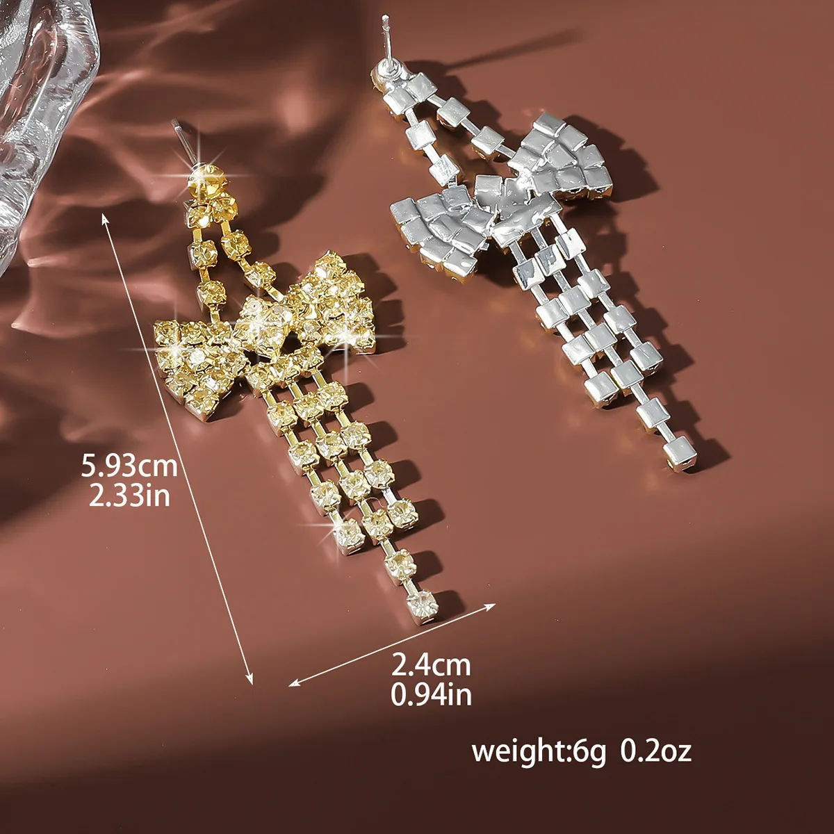 Wholesale Accessories: Silver Needle Zircon Diamond Heart Butterfly Tassel Earrings, Exaggerated Long European & American Style