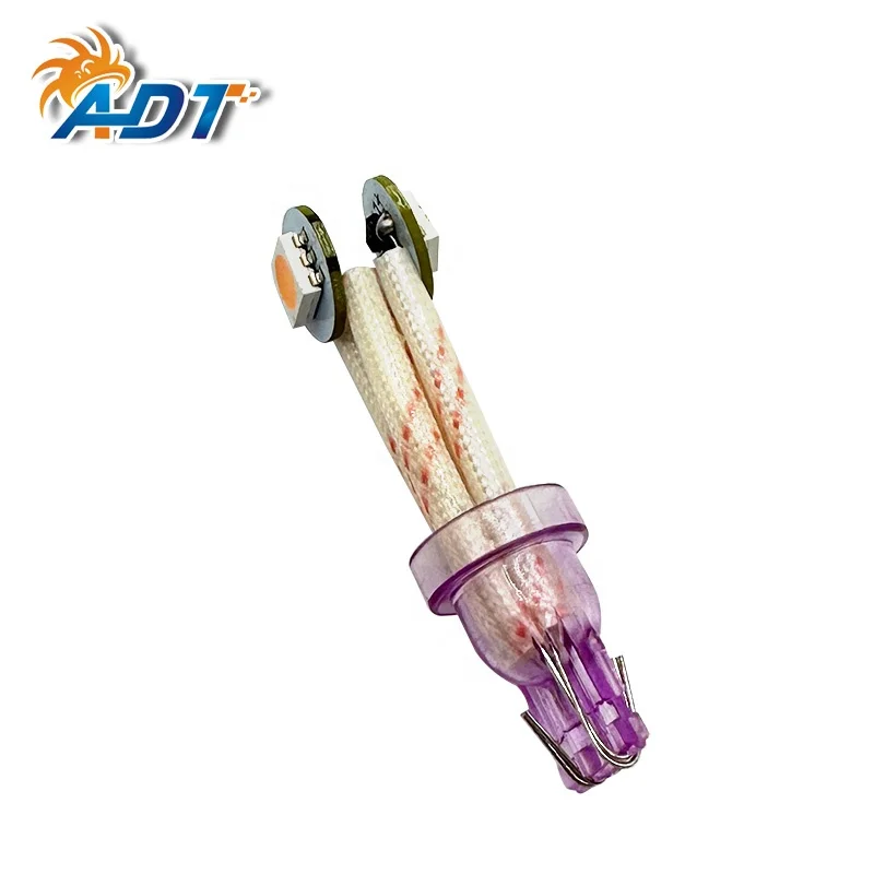 ADT Transparent base insert t10 194 #555 2Leds 5050SMD Pinball 6.3 V Flexible 360 Angle pinball led lamps Light Purple