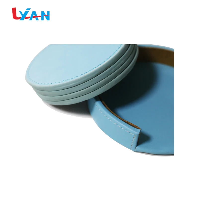 Best price custom logo round leather cup coaster for car cup holders