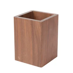 Office Desk Pen Pencil Holder Bamboo Wood Pen Holder Creative Black Walnut Pen Pencil Holder