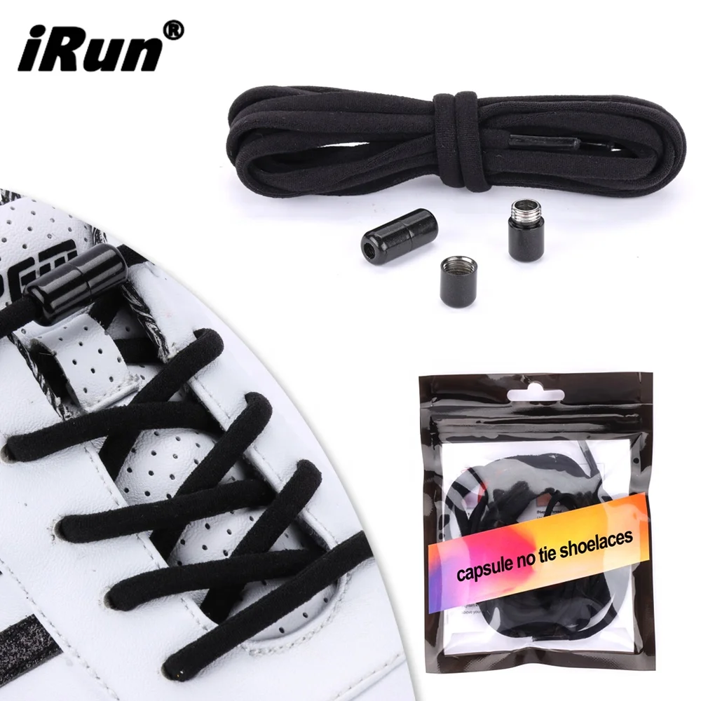 iRun Convenient Fast No Tie Elastic Shoelaces Oval Elastic Sport Running Metal Casual Lock Shoe Laces Elastic Laces Metal Clasps