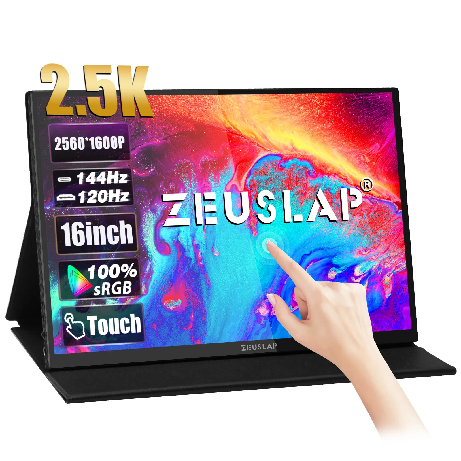 16-дюймовый сенсорный портативный игровой монитор ZEUSLAP-2560*1600 144 Гц 100% sRGB 16:10 портативный Экран