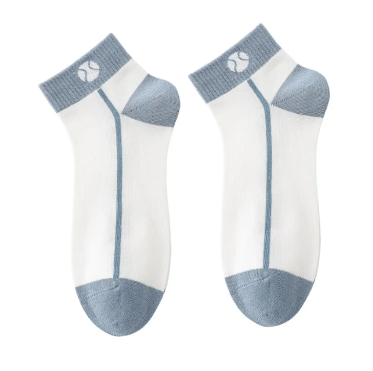 
Новинка, теннисные носки для мальчиков с неглубоким горлом, спортивные хлопковые носки в синюю полоску с алфавитом, носки с неглубоким горлом в студенческом стиле 