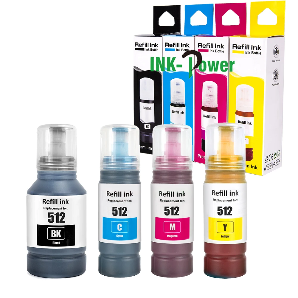 INK-POWER 512 Premium Color Compatible Bottle Dye Refill Tinta Ink for Epson Eco Tank ET-7750 Printer