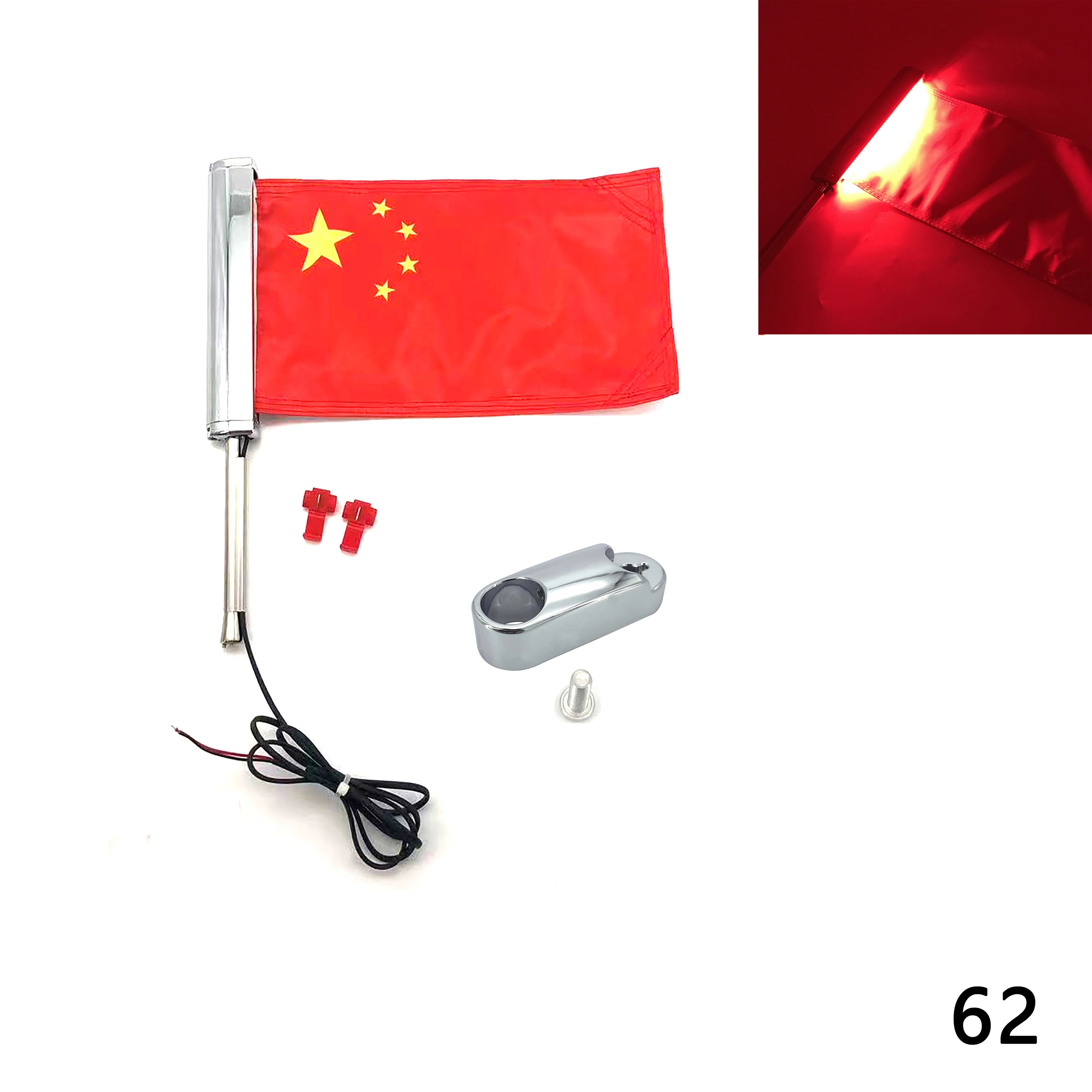 General purpose chrome plated bracket antenna type led flag suitable For Honda Gold Wing gl1800 BMW Harley Gliding Yamaha Indian