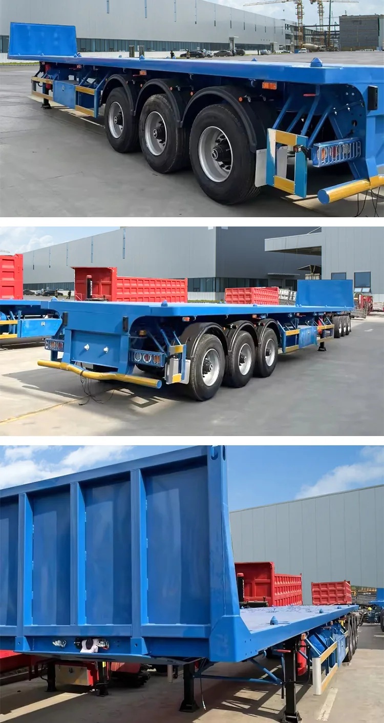 Heavy duty 50T 12.5m fuwa bpw axles 8 12 Turn Locks 40ft 45 foot container class flatbed trailer
