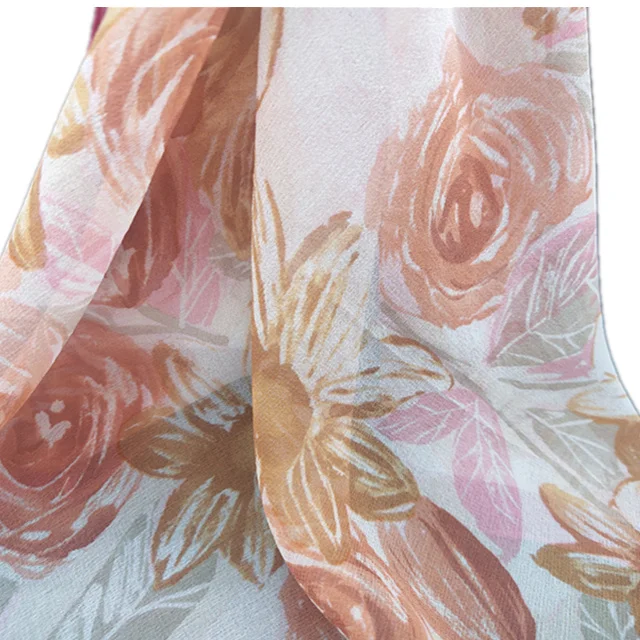 OEM custom 100% silk fabric chiffon  jacquard high quality silk chiffon scarf