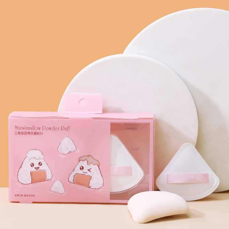 LMLTOP Wholesale Cute Pink Boxed Makeup Sponge Puff Woman 2pcs Set Triangle Shape Latex Free Cosmetic Puff For Female Sy1001