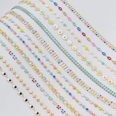 2021 New Gold Plated Necklace Chains DIY Jewelry Making Accessories Brass Enamel Chains For Women Jewelry Findings