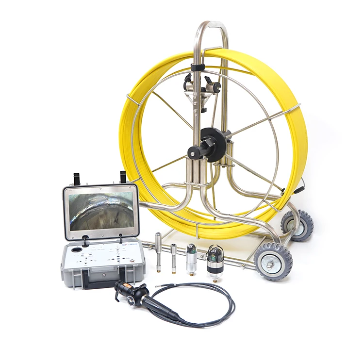 Waterproof Pipe Inspection System Industrial Drain Pipeline Push Rod Borescope Pan Tilt Camera