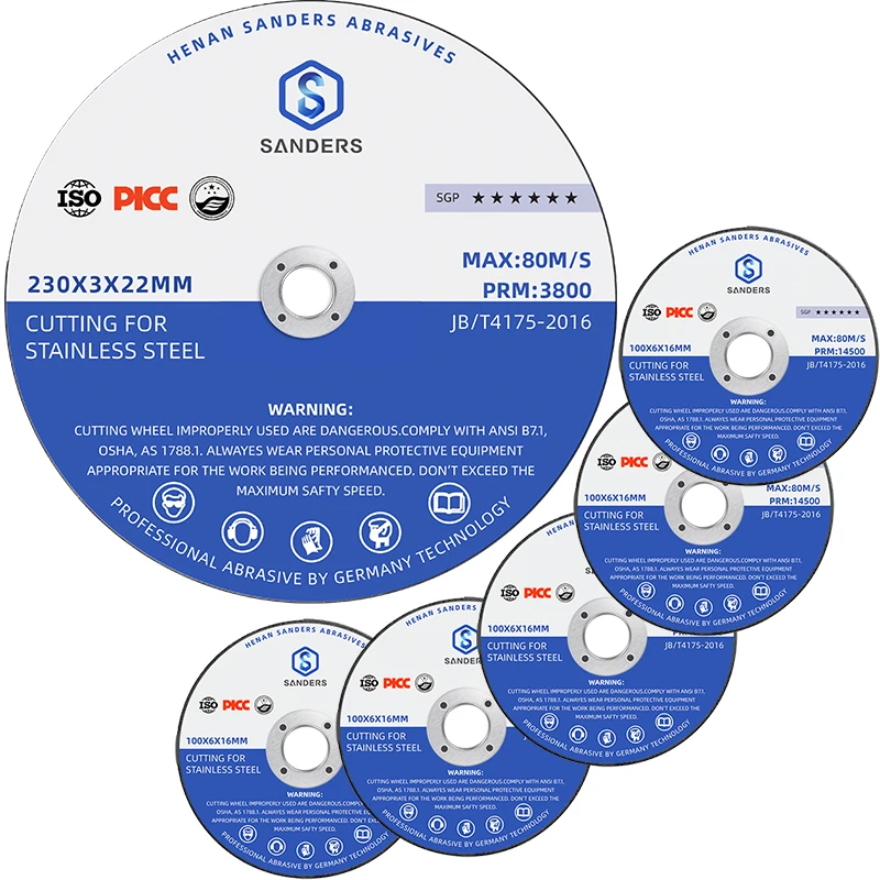 SANDERS High Performance 9 Inch 230x3x22.2mm Abrasive Resin Cutting Wheel Cut Off Wheels