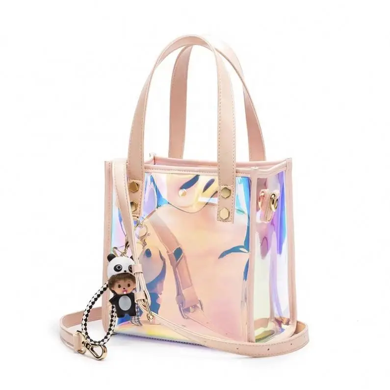 Manufacturer Of Custom Transparent Work Tote Shoulder Bag Women Handbag Purse Clear Pvc Shopping Bag