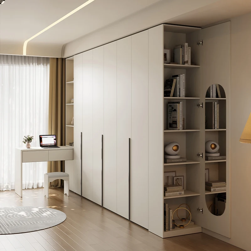 French Cream Armoire One Door To Top Bedroom Solid Wood Cabinet Master Bedroom Finished Desk Wardrobe One Piece Combination