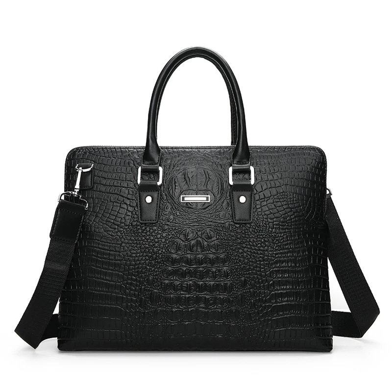 Мужской деловой портфель из искусственной кожи с узором под крокодила
