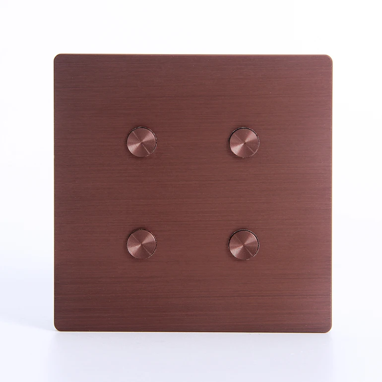 Luxury Design Smart 12V DC Dry Contact Soft Touch 4 Gang Rose Gold Brushed Aluminium Light Wall Switch